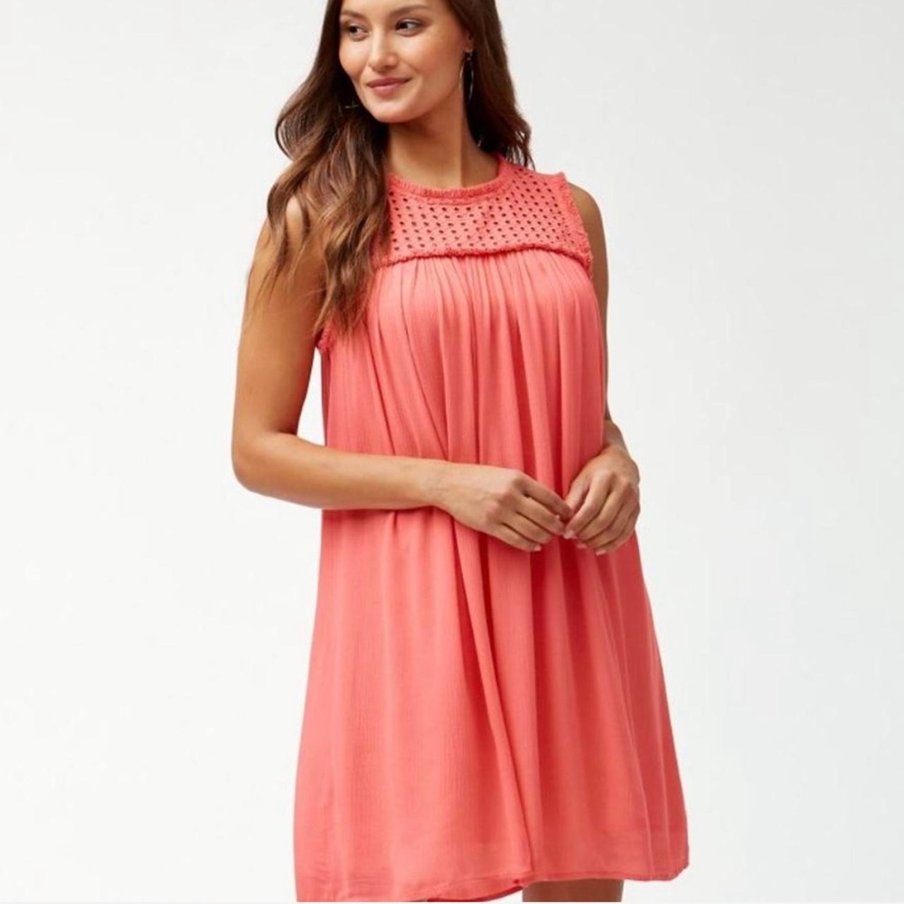 Tommy Bahama Coral Boho Mini Lined Dress 100% Cotton Size XS